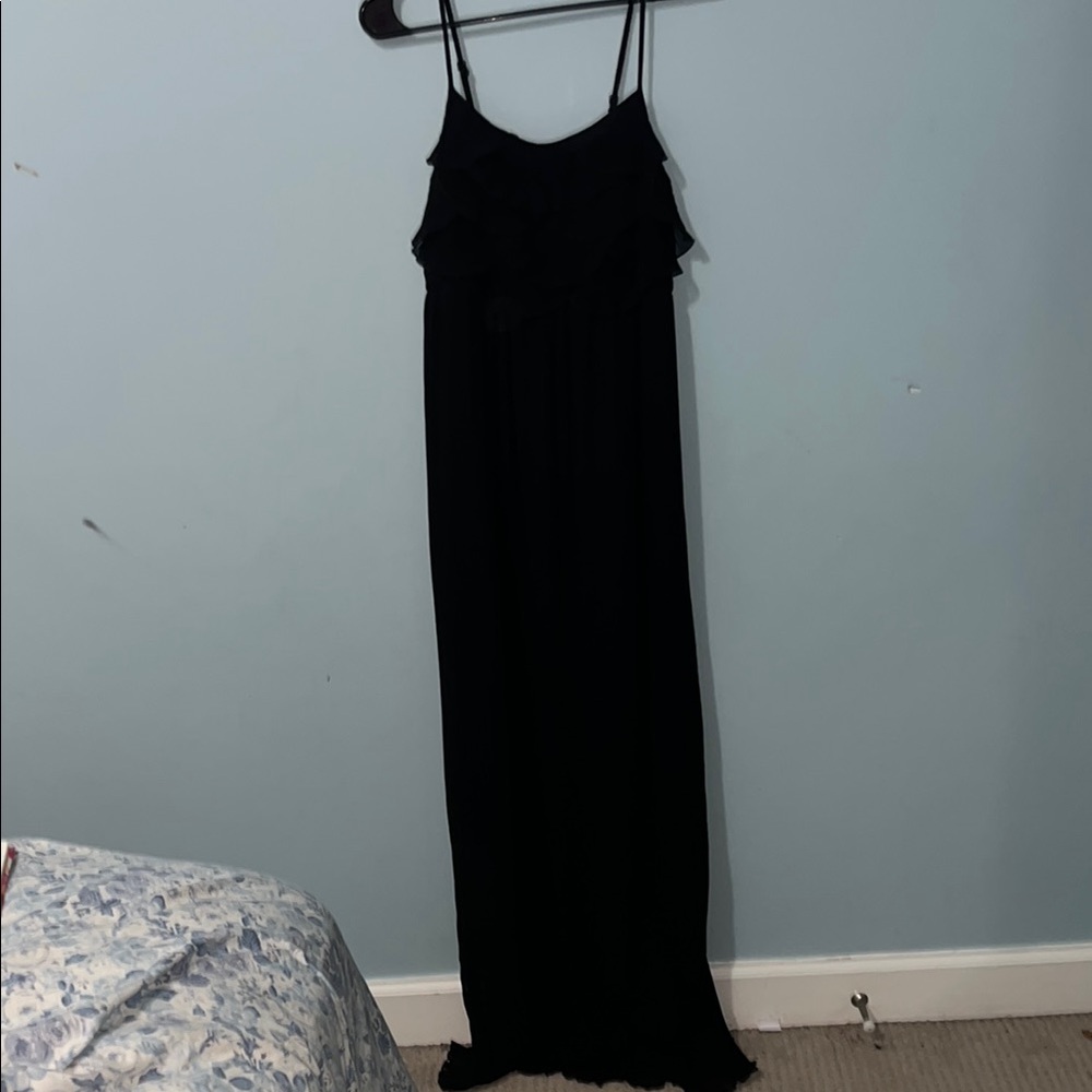 Ya Los Angeles Black Spaghetti Strap Slip Maxi Dress